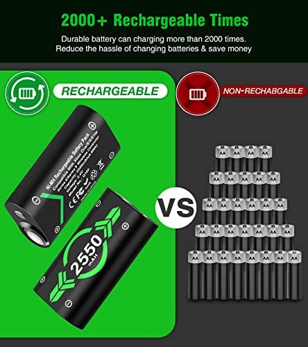 2x2550mAh Батерија за Xbox Еден/Xbox Серија X|S, Xbox батерија пакет за Xbox Еден/ Xbox S/ Xbox X/ Xbox Елита Контролер, Xbox Контролер