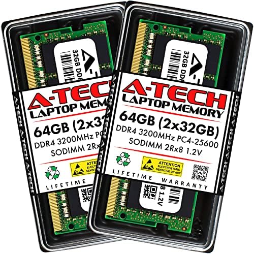 A-Tech 64GB Kit (2x32GB) RAM меморија за Acer Предатор Helios 300 PH315-54-731M Гејмерски Лаптоп | DDR4 3200MHz SODIMM PC4-25600 (PC4-3200AA) Мемориски Модули Надградба