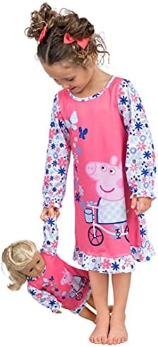 Peppa Свиња Деца Девојки Nightgown Долг Ракав Pajama Со Појавување На Кукла Gown Сет