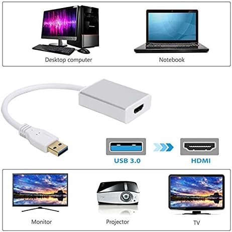 Zopsc-1 USB на HDMI Конвертор Адаптер Кабел USB за да High Definition Multimedia Interface Адаптер со Диск се Прошири Екранот на Уредот на Компјутер, Лаптоп, Лаптоп КОМПЈУТЕР(Сив)
