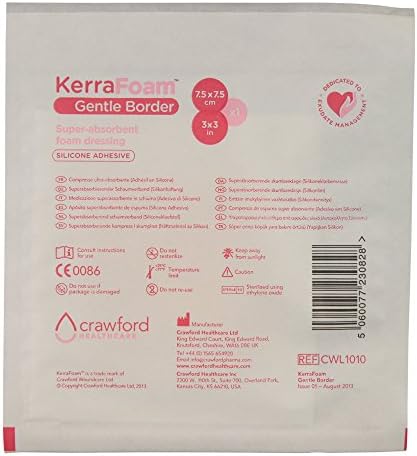 KerraFoam 5 x 5 Нежна Граница Пена Облекување за Рана Грижа (CWL1013) - AIDS Лекување на Рани од Прифаќање и задржување на Дренажа,