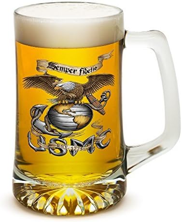 Пиво на пример шолји со Рачки – НИ Маринскиот Корпус Tankard Кригла Пиво – Орел USMC Јасно Морски Подароци за Мажи или Жени – Чаша