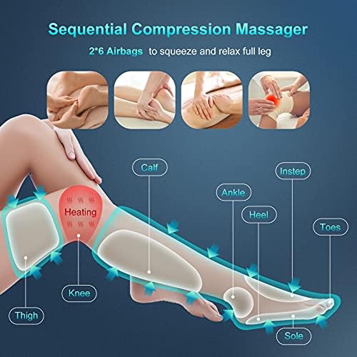 Sotion Нога Massager со Топлина за Циркулација на Компресија Теле Бедрото Нога Масажа, Мускулна Болка Последователни Чизми Уред со
