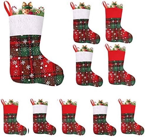 Vanteriam 9 Мини Божиќ Чорапи со Снегулки, Подарок & Лекување на Кеси за Услуги и Украси, Поставен на 10