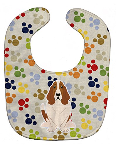Каролина е Богатства BB5850BIB Pawprints Basset Hound Бебе Лигавче, 10 x 13, multicolor