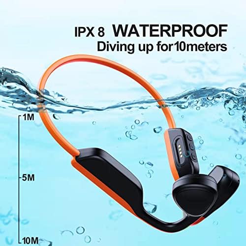 Govisiry Пливање Слушалки со 32G，Коскената Спроводливост Слушалки Изграден во Безжична Bluetooth 5.0, Отворен Уво Слушалки IPX8 Водоотпорен.