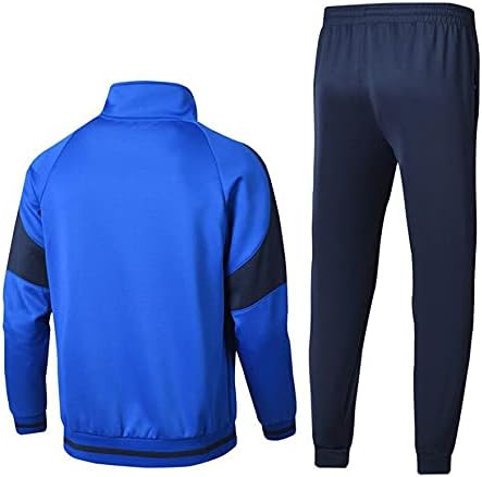 DJASM ydtzf Мажите Поставува Одговараат на Крпеница Патент Sweatshirt +Sweatpants машка Облека 2 Парчиња Поставува Тенок Тренерки