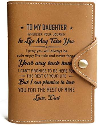 Меморија Пасош Капакот на Држачот за Паричник Вистинска Кожа подарок за ќерка од Тато (На Ќерка Ми - Љубов Тато)