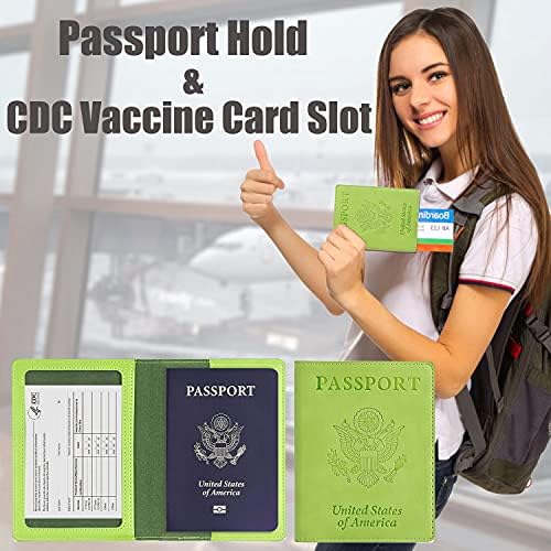 Пасош и Вакцина за Држачот,СТП Кожа Пасош Покрие со CDC Вакцина Картичка Заштитник,Патување Надгради Пасош Паричникот Пасош Случај
